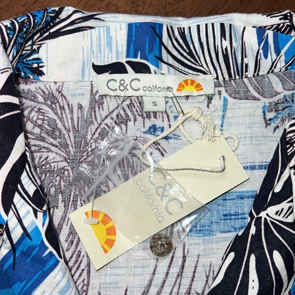 Linen Cotton Crop Boxy Button Front Shirt Beach Hawaiian Coconut Girl Sz S NWT - Picture 7 of 9